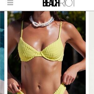 Beach Riot Yellow Bikini Top Large